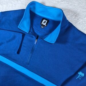 NEW FootJoy 1/4 zip Golf Mens XL Blue L/S Pullover 30015 Stripe Mock Neck